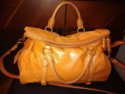 Miumiu 2Way Shoulder Bag Handbag Yellow Leather Zippy Close Ladies Used • $199.99