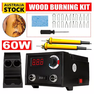 39pcs Wood Burning Kit 2x Pens Tool Soldering Stencil Iron Craft Set Pyrography • $52.99