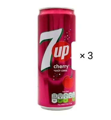 3 × 7 UP Cherry Flavour Soft Drink (330ML Each) Product Of EU (3 Cans For £5.99) • £5.99
