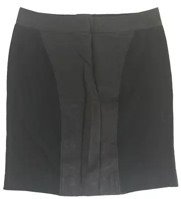 Black Pencil Tube Zip-Up Back Cotton Skirt Elastane Stretch UK Size 14 42 • £5.25