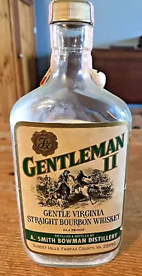 Gentleman II Virginia Bourbon Whiskey Empty Pint Bottle Bowman Sunset Hills FFX • $59.99