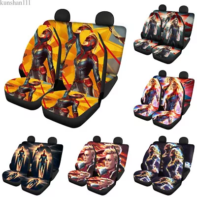 Captain Marvel 5-Seats Car Seat Covers Auto Pickup Front&Rear Cushions Protector • $63.64