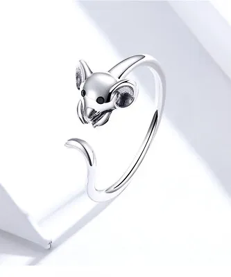 Wostu 925 Sterling Silver Animal Mouse Open Ring Women Party Fashion Jewelry • $8.24