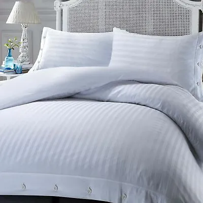 Hotel Quality Striped Duvet Cover Bedding Set 100% Egyptian Cotton Satin Luxury • £8