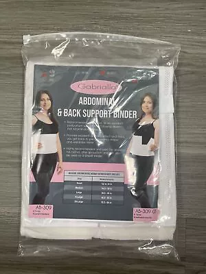Gabrialla Abdominal And Back Support Binder White Medium AB-309(I) 9  Wide NEW • $18.74