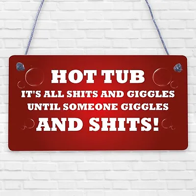 £3.99 • Buy Hot Tub Garden Plaques Funny Hanging Signs For Hot Tub Lazy Spa Party Home