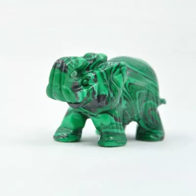 Natural Malachite Quartz Elephant Crystal Energy Carved Gemstone Healing Mineral • $5.05