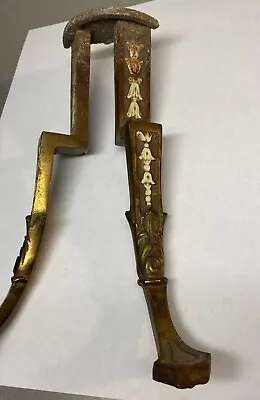 Antique Vintage Pair Of Hardware Legs  Brass Plated Cast Iron Metal Repurpose • $12.95