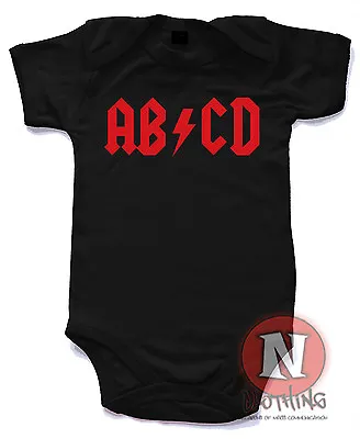 Naughtees Clothing ABCD Babygrow ACDC Style Rock Baby Vest Suit Rocker Babysuit  • £5.99