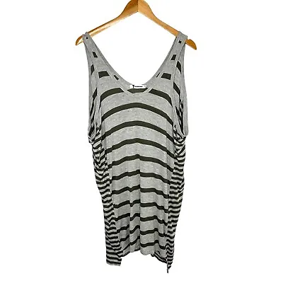 T By Alexander Wang Womens Striped Tank Dress Sz Small Green Gray Sleeveless • $29.99