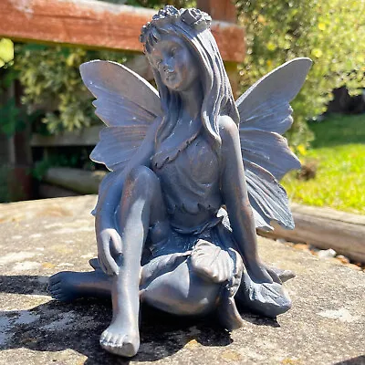 £16.99 • Buy Bronze Sitting Flower Fairy Ornament Magic Outdoor Garden Decorative Sculpture
