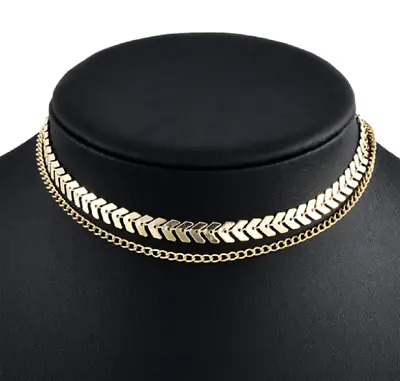 Trendy Sequin Metal V-Shaped Design Choker Necklace Chain For Women Jewellery UK • £3.40