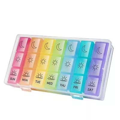 Weekly Pill Organizer 3 Times A Day 7 Day Pill Box Vitamin Container Holder ... • $12.34
