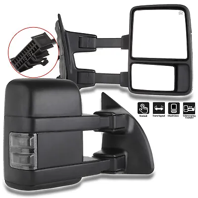 Pair Tow Mirrors Turn Signal Manual For 99-16 Ford F250 F350 Super Duty • $118.29