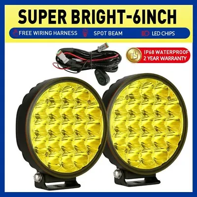 Pair 6inch Spot LED Driving Lights Round Fog Yellow 4x4 SUV ATV UTE Offroad Work • $84.99