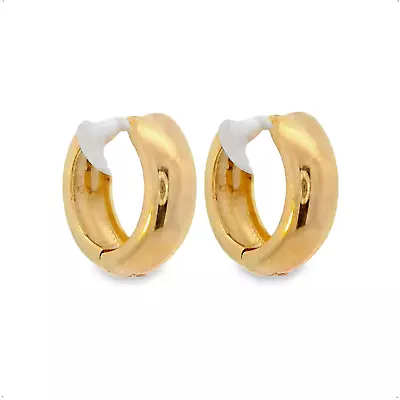 14k Solid Gold Huggie Earrings - For Women - Made In Italy (Yellow White) • $179.90
