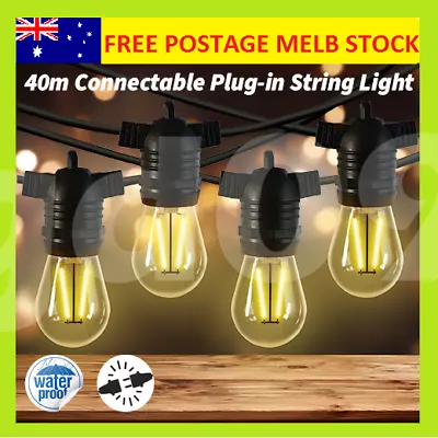 40M LED Festoon String Lights Bulbs Waterproof Connectable Outdoor Wedding • $35.99