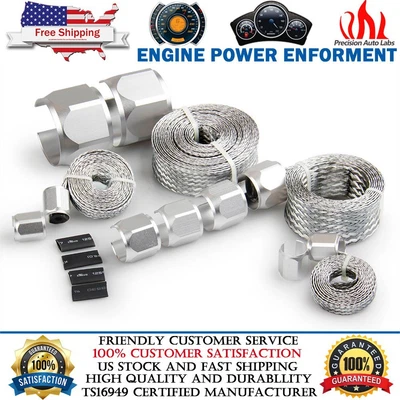 $29.69 • Buy Braided Stainless Steel Vacuum Fuel Radiator Oil Line Dress-up Hose Cover Sleeve