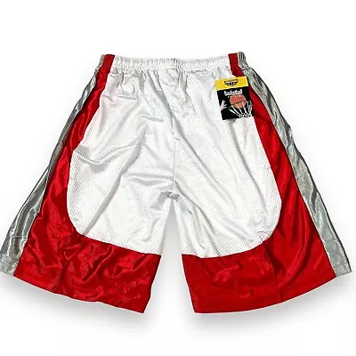 NWT VTG Basketball Shorts Sz 2XL Red White Athletic Jogging Swimming Trunks Y2K • $8.50