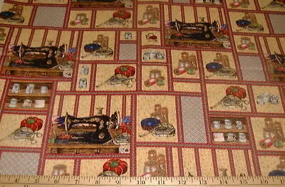 MARCUS Fabric -  A STITCH IN TIME - Sewing Machine Sampler Squares - BTHY • $4.95