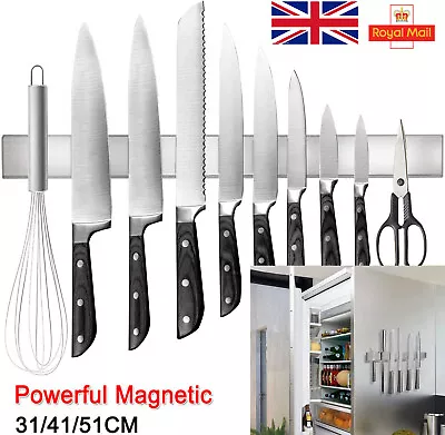 Strong Magnetic Knife Rack Holder Kitchen Utensil Storage Bar Strip Wall Mounted • £12.21