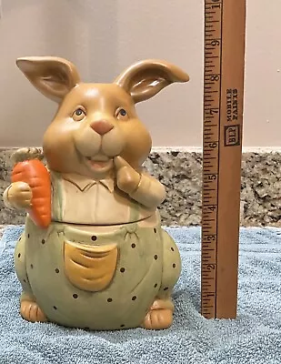 Vintage Nostalgic Bunny Rabbit Canister Cookie Jar Ceramic - Spring • $14