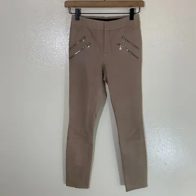 J. Brand 100% Lamb Leather Skinny Beige Pants Leggings Moto Zippers Size 2  • $149