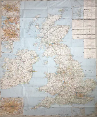 (FOLDED) MAP OF GREAT BRITAIN & IRELAND ROADS (98x141cm) POSTER TRAVEL CARAVAN • $9.95
