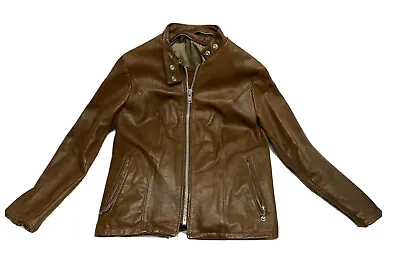 $229.99 • Buy Vintage Schott Cafe Racer Leather Jacket Womens Size 10 Motorcycle Talon Zipper
