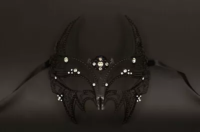 Black With Silver Rhinestone Wolverine Costume Mask Black Metal Masquerade Mask • $32.95