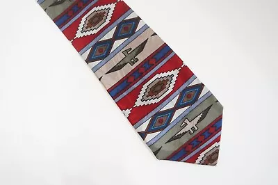 Vintage Mens Necktie Tie Silk Southwestern Native Tribal Aztec • $15