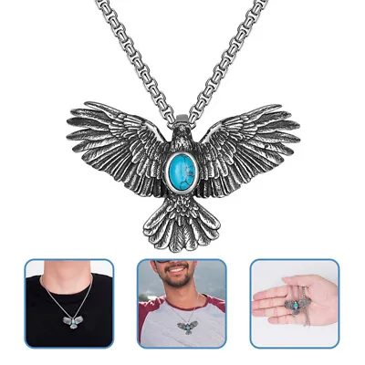 Fashion Turquoise Necklace Titanium Steel Men Necklace Eagle Necklace • £8.04