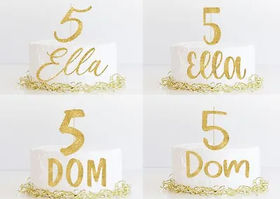 Personalised Cake Charms Cake Topper Name Age Charm Customised Glitter Metallic  • £3.50