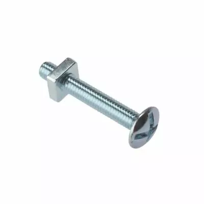  M6x100mm  ROOFING BOLTS + SQUARE NUTS CROSS SLOTTED MUSHROOM HEAD BOLT ZINC • £5.56