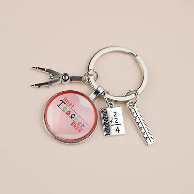 Cute Best Teacher Ever Maths School Keychain Keyring Key Ring Appreciation Gift • $8.95