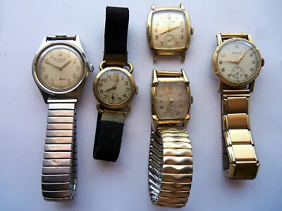 5 Lot Vintage Wadsworth Helzberg Bulova Wristwatch Mens • $0.99