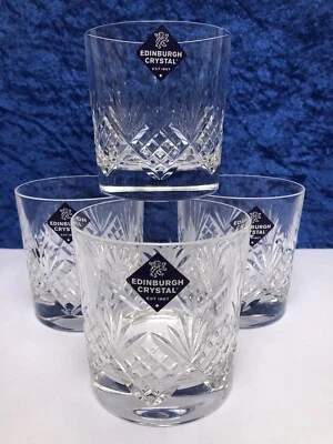 £24 • Buy Set Of 4 EDINBURGH CRYSTAL 'KINGSTON' Cut 3 1/4  Glass Tumblers