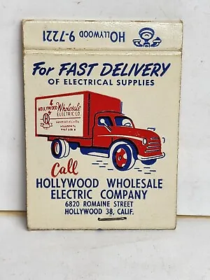 Vintage HOLLYWOOD WHOLESALE ELECTRIC COMPANY Matchbook Cover - Advertising CA • $8.99