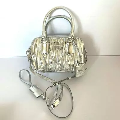 Miumiu Hand Shoulder Bag Black Silver Leather From Japan • $290