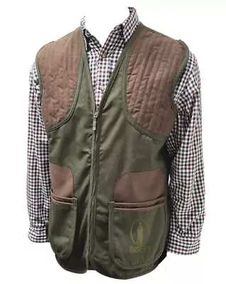 Bisley Shooting Vest Waistcoat Cotton Leather Men's Country Hunting Shooting • £34.95