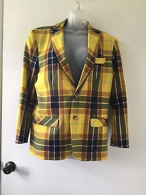Mr. Turk 2-Button Yellow Multicolored Plaid Blazer Men Size 40 • $75