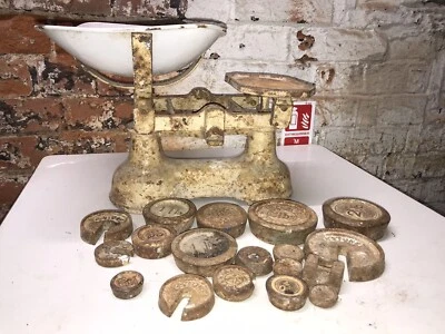 £12 • Buy Vintage Cast Iron Weighing Scales With Various Weights 