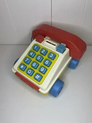 Vtg. 1970’s Chicco Toddler Push Button Pull Toy Telephone Italy • $15