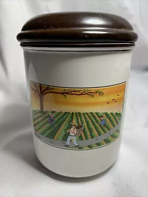 Villeroy & Boch Design Naif Porcelain Canister/Jar With Wood Top Harvest B 39 • $24