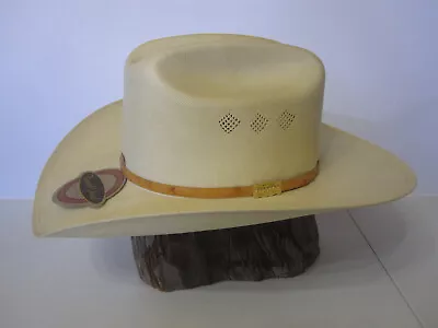 VTG Stetson Wichita A 81 Natural Ostrich Band 500X Straw Cowboy Hat 7-1/2 W • $100