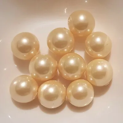 10x 10mm Half Drilled Shell Pearl Beads For Necklace And DIY Crafts (Champagne) • £4.99
