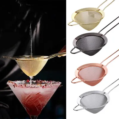 Stainless Steel Fine Mesh Conical Cocktail Filter Removing Juice Julep Strainer` • £5.89