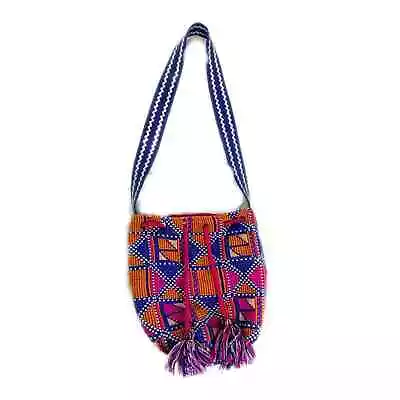 Ecote Bucket Style Orange Pink Purple Boho Tassel Crossbody Bag • $14.98