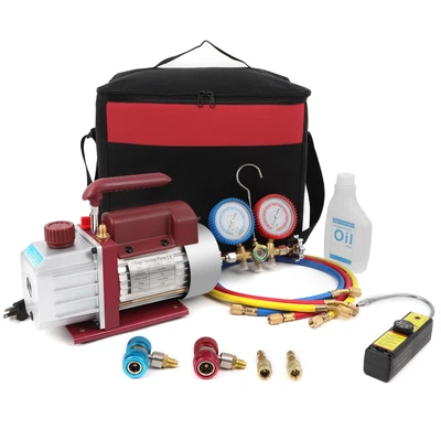 $139.99 • Buy 4.5CFM Vacuum Pump HVAC,5ft ACManifold Gauge,Leak Detector W/ Acccessories