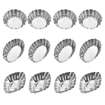  12 Pcs Pastry Tart Mold Mini Tins Inch Round Silicone Molds Stainless Steel • £10.45